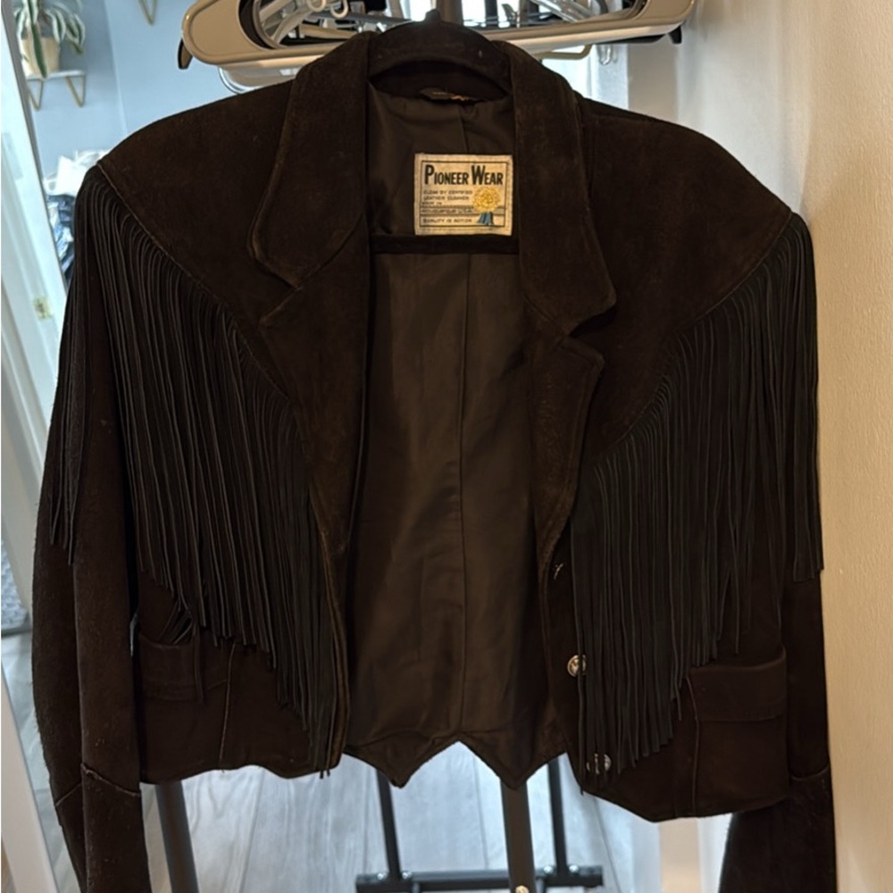 PIONEER Wear Black Suede Fringe Blazer